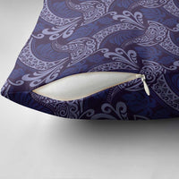 Deep Blue Monstera Pillow Cover Polynesian Tribal Pattern LT01 - Polynesian Pride