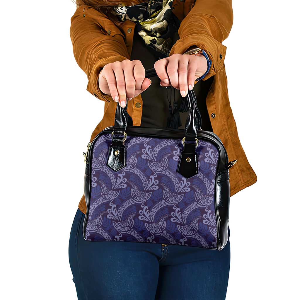 Deep Blue Monstera Shoulder Handbag Polynesian Tribal Pattern LT01 One Size Blue - Polynesian Pride