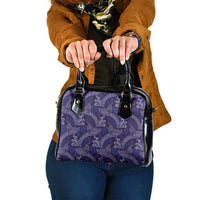 Deep Blue Monstera Shoulder Handbag Polynesian Tribal Pattern - Polynesian Pride