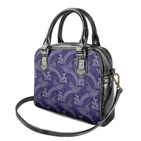 Deep Blue Monstera Shoulder Handbag Polynesian Tribal Pattern - Polynesian Pride
