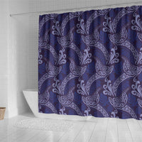Deep Blue Monstera Shower Curtain Polynesian Tribal Pattern LT01 - Polynesian Pride