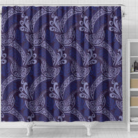 Deep Blue Monstera Shower Curtain Polynesian Tribal Pattern LT01 - Polynesian Pride