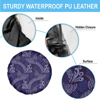 Deep Blue Monstera Spare Tire Cover Polynesian Tribal Pattern LT01 - Polynesian Pride
