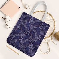 Deep Blue Monstera Tote Bag Polynesian Tribal Pattern LT01 White Strap One Size Blue - Polynesian Pride