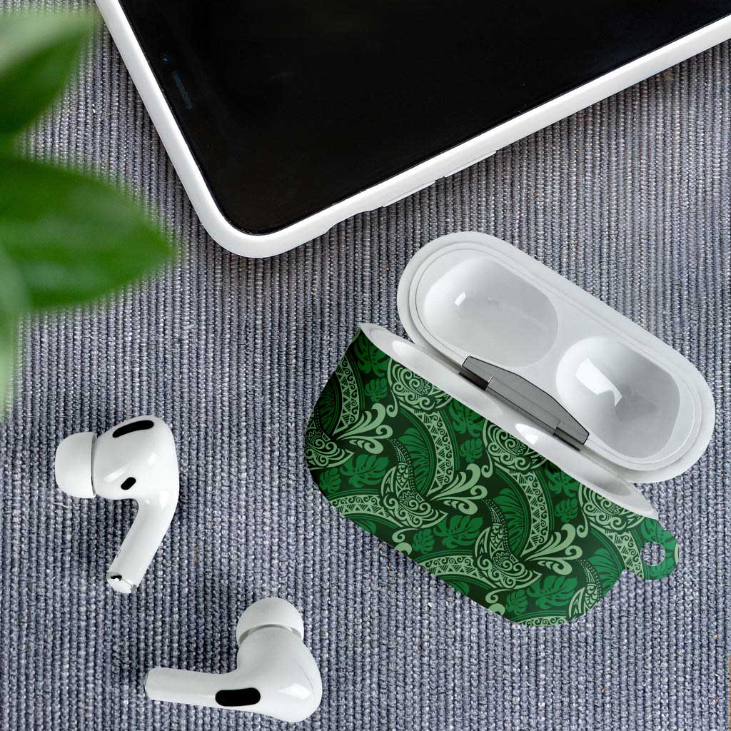 Forest Green Monstera AirPods Case Polynesian Tribal Pattern LT01 - Polynesian Pride
