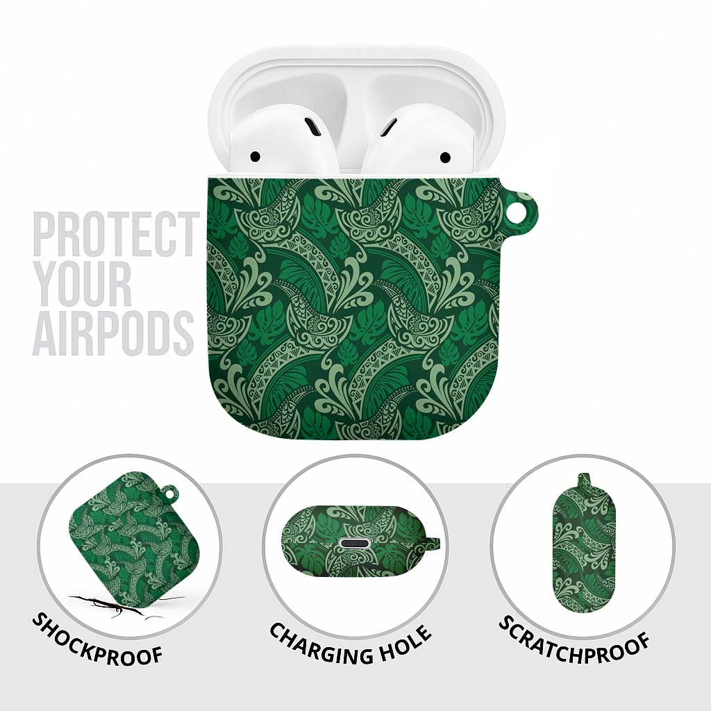 Forest Green Monstera AirPods Case Polynesian Tribal Pattern LT01 - Polynesian Pride