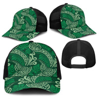 Forest Green Monstera Baseball Net Cap Polynesian Tribal Pattern - Polynesian Pride