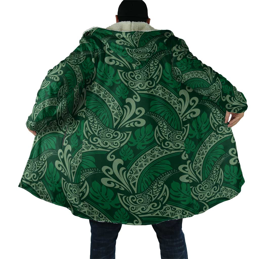 Forest Green Monstera Cloak Polynesian Tribal Pattern LT01 - Polynesian Pride