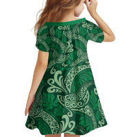 Forest Green Monstera Family Matching Summer Maxi Dress and Hawaiian Shirt Polynesian Tribal Pattern - Polynesian Pride