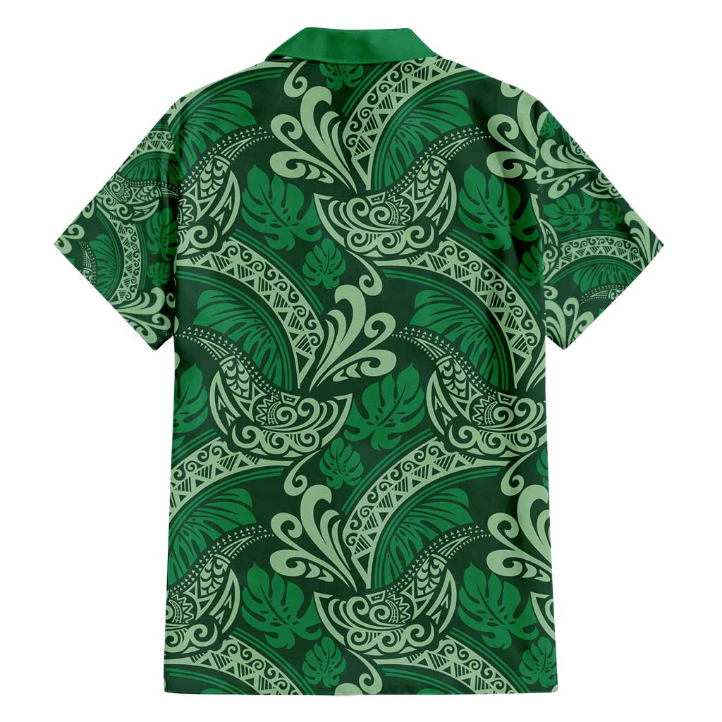 Forest Green Monstera Family Matching Tank Maxi Dress and Hawaiian Shirt Polynesian Tribal Pattern LT01 - Polynesian Pride