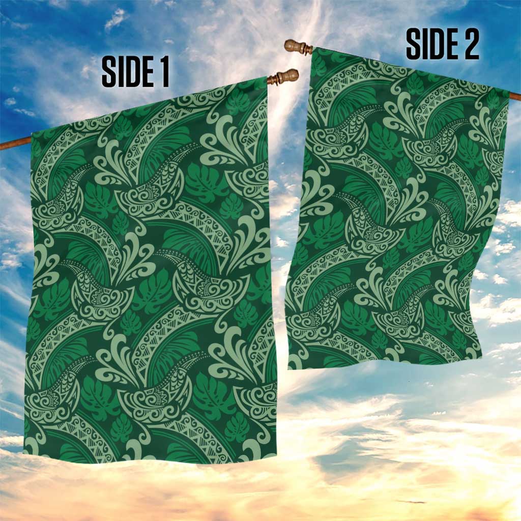 Forest Green Monstera Garden Flag Polynesian Tribal Pattern LT01 - Polynesian Pride