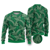 Forest Green Monstera Ugly Christmas Sweater Polynesian Tribal Pattern LT01 Green - Polynesian Pride