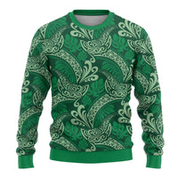 Forest Green Monstera Ugly Christmas Sweater Polynesian Tribal Pattern LT01 - Polynesian Pride