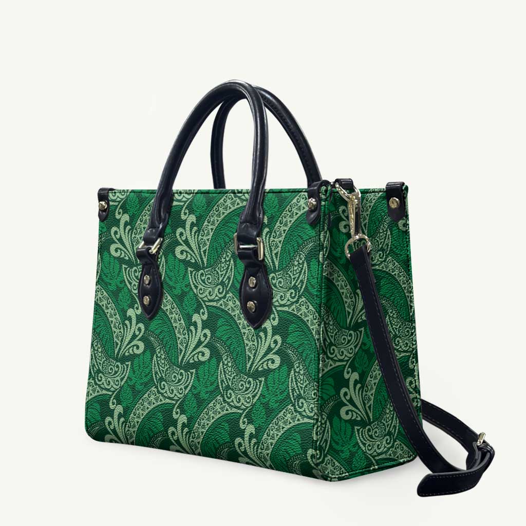 Forest Green Monstera Leather Bag Polynesian Tribal Pattern LT01 Green - Polynesian Pride