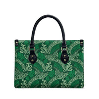 Forest Green Monstera Leather Bag Polynesian Tribal Pattern LT01 - Polynesian Pride