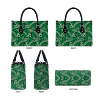 Forest Green Monstera Leather Bag Polynesian Tribal Pattern LT01 - Polynesian Pride