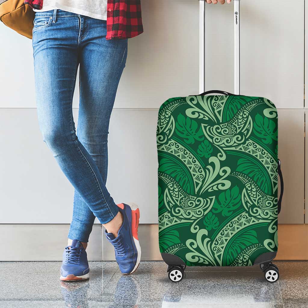 Forest Green Monstera Luggage Cover Polynesian Tribal Pattern LT01 - Polynesian Pride