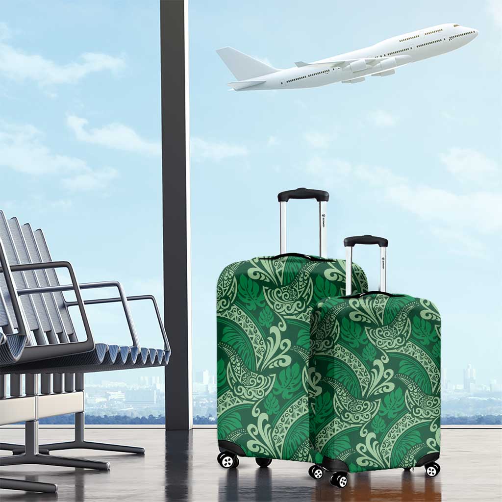 Forest Green Monstera Luggage Cover Polynesian Tribal Pattern LT01 - Polynesian Pride