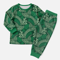 Forest Green Monstera Christmas Pajama Set Polynesian Tribal Pattern LT01 Men Green - Polynesian Pride