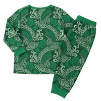 Forest Green Monstera Christmas Pajama Set Polynesian Tribal Pattern LT01 - Polynesian Pride