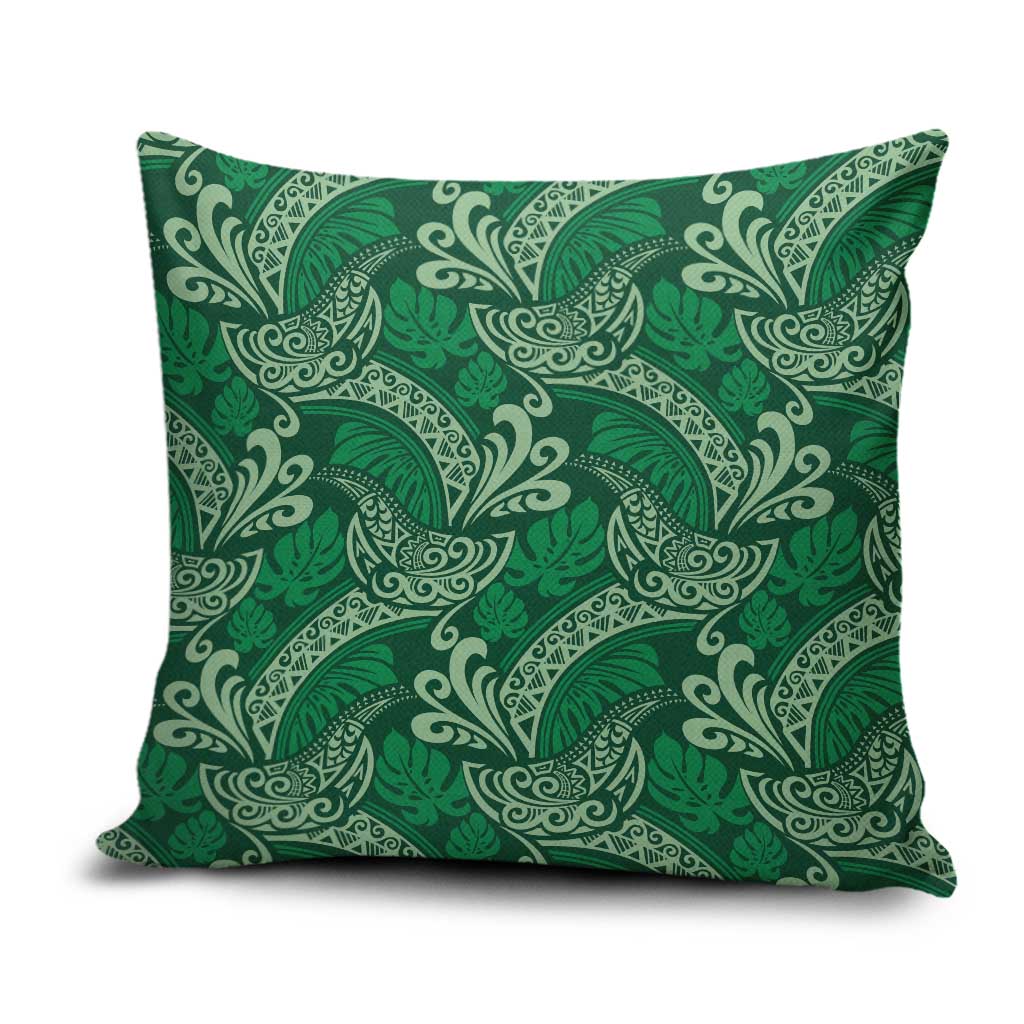 Forest Green Monstera Pillow Cover Polynesian Tribal Pattern LT01 Green - Polynesian Pride