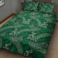 Forest Green Monstera Quilt Bed Set Polynesian Tribal Pattern LT01 - Polynesian Pride