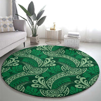 Forest Green Monstera Round Carpet Polynesian Tribal Pattern LT01 - Polynesian Pride