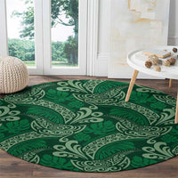 Forest Green Monstera Round Carpet Polynesian Tribal Pattern LT01 - Polynesian Pride