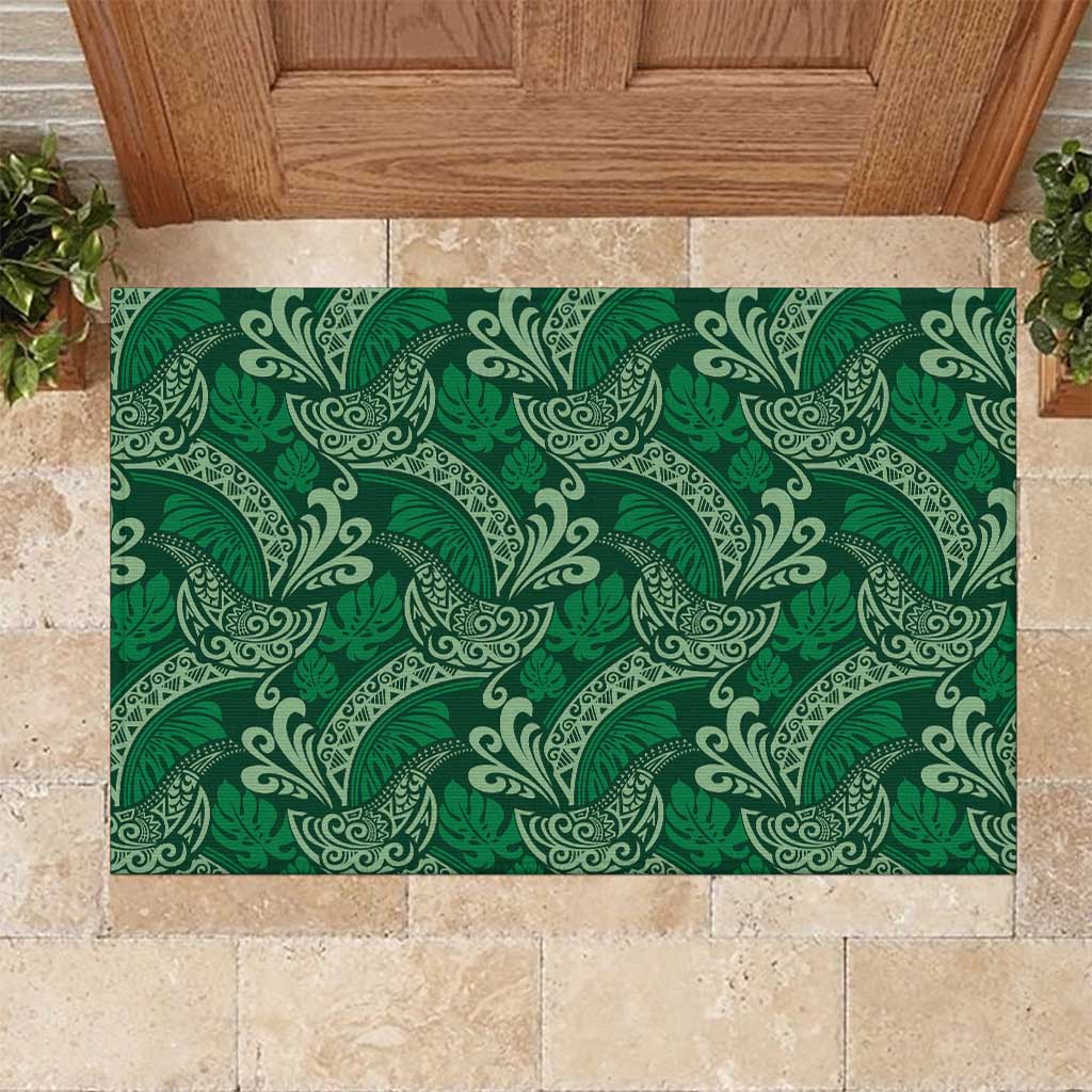 Forest Green Monstera Rubber Doormat Polynesian Tribal Pattern LT01 Green - Polynesian Pride