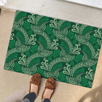 Forest Green Monstera Rubber Doormat Polynesian Tribal Pattern LT01 - Polynesian Pride