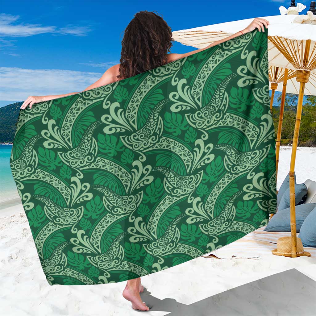 Forest Green Monstera Sarong Polynesian Tribal Pattern LT01 One Size 44 x 66 inches Green - Polynesian Pride