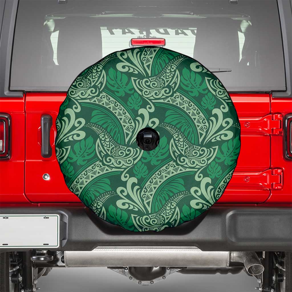 Forest Green Monstera Spare Tire Cover Polynesian Tribal Pattern LT01 - Polynesian Pride