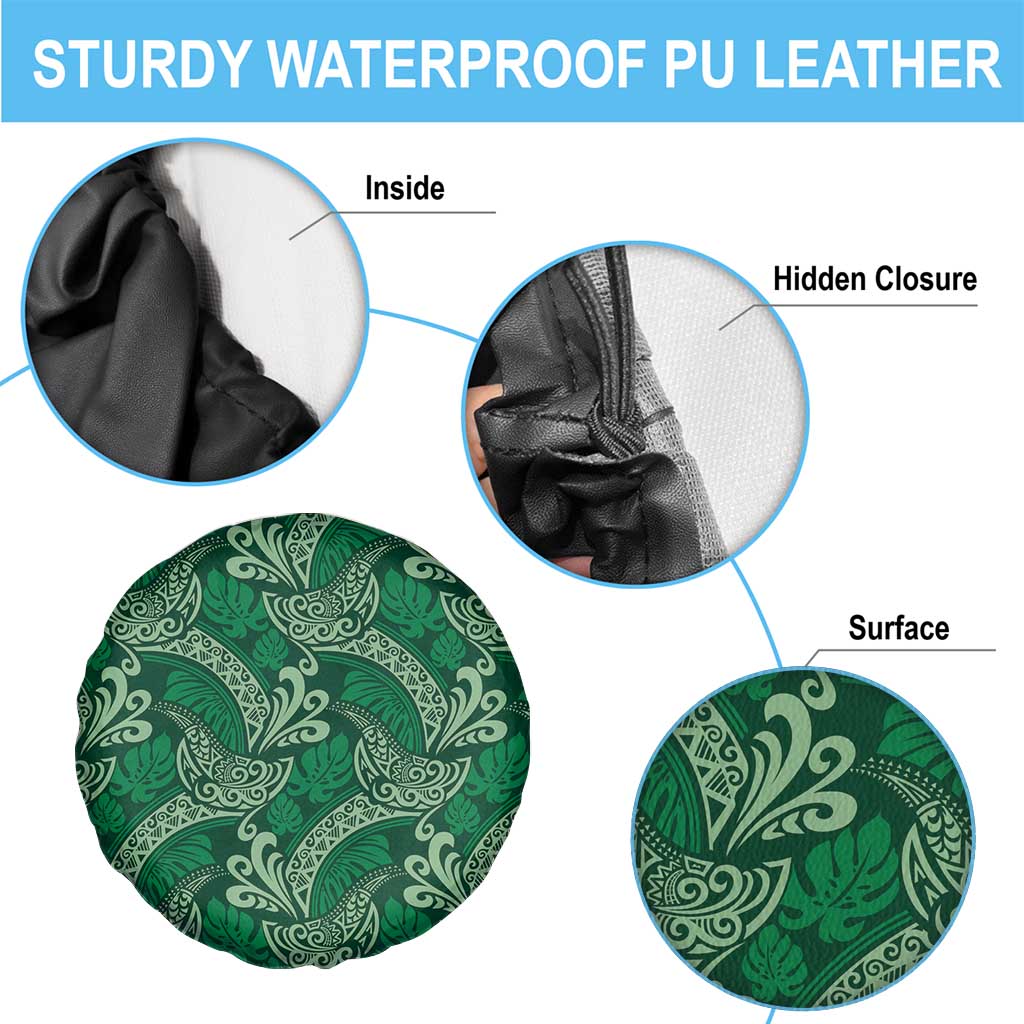 Forest Green Monstera Spare Tire Cover Polynesian Tribal Pattern LT01 - Polynesian Pride
