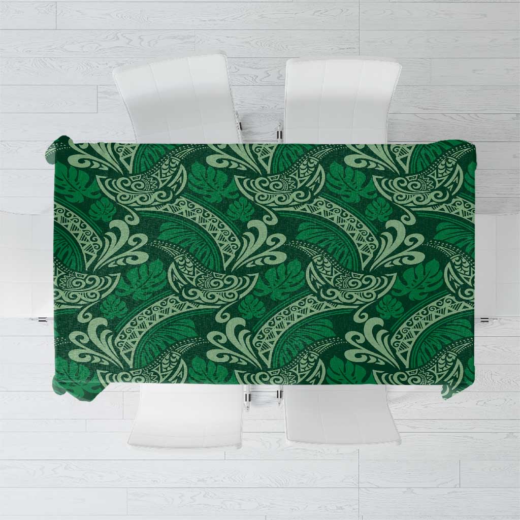 Forest Green Monstera Tablecloth Polynesian Tribal Pattern LT01 Green - Polynesian Pride