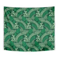 Forest Green Monstera Tapestry Polynesian Tribal Pattern LT01 - Polynesian Pride