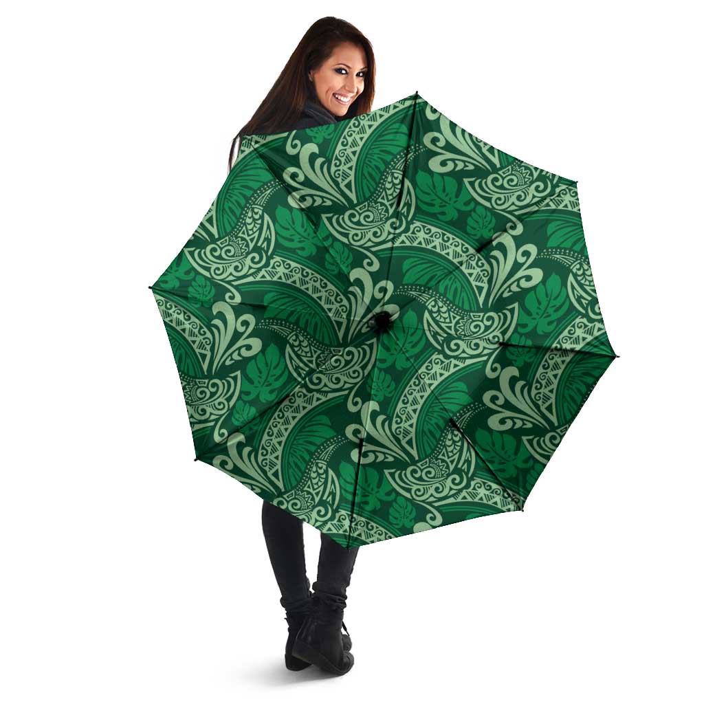Forest Green Monstera Umbrella Polynesian Tribal Pattern LT01 - Polynesian Pride