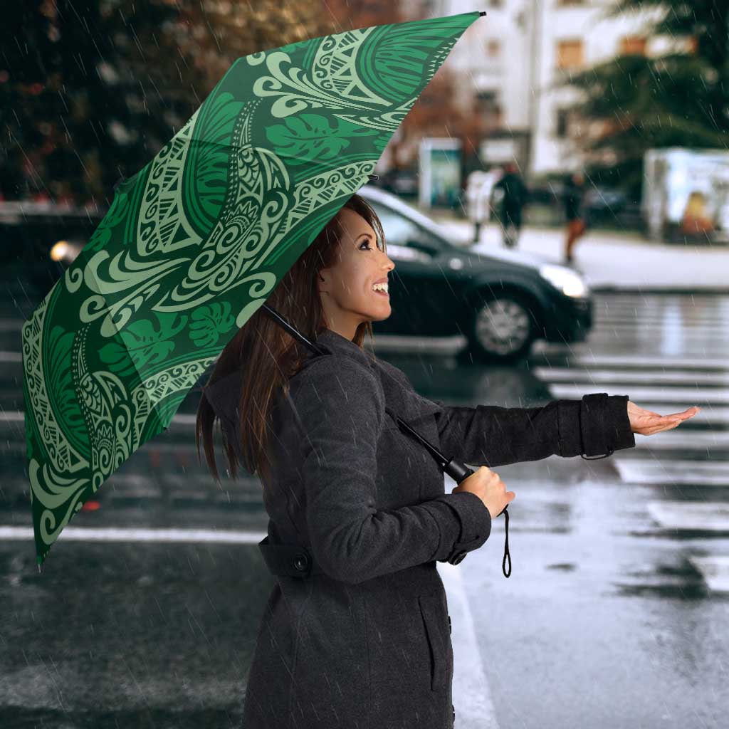 Forest Green Monstera Umbrella Polynesian Tribal Pattern LT01 - Polynesian Pride