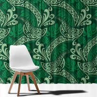Forest Green Monstera Window Curtain Polynesian Tribal Pattern LT01 - Polynesian Pride