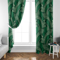 Forest Green Monstera Window Curtain Polynesian Tribal Pattern LT01 - Polynesian Pride