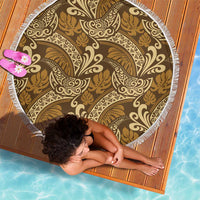 Brown Gold Monstera Beach Blanket Polynesian Tribal Pattern LT01 - Polynesian Pride