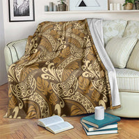 Brown Gold Monstera Blanket Polynesian Tribal Pattern LT01 Gold - Polynesian Pride