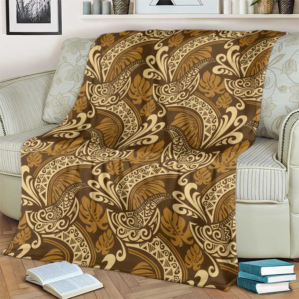 Brown Gold Monstera Blanket Polynesian Tribal Pattern LT01 - Polynesian Pride