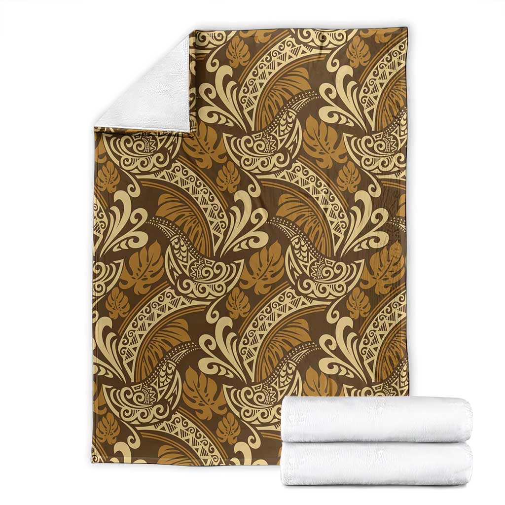 Brown Gold Monstera Blanket Polynesian Tribal Pattern LT01 - Polynesian Pride