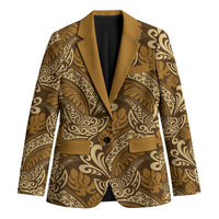 Brown Gold Monstera Blazer Polynesian Tribal Pattern LT01 Unisex Gold - Polynesian Pride