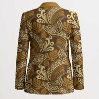 Brown Gold Monstera Blazer Polynesian Tribal Pattern LT01 - Polynesian Pride