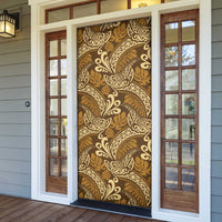 Brown Gold Monstera Door Cover Polynesian Tribal Pattern LT01 - Polynesian Pride