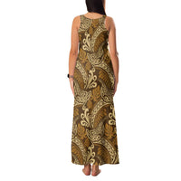 Brown Gold Monstera Family Matching Tank Maxi Dress and Hawaiian Shirt Polynesian Tribal Pattern LT01 - Polynesian Pride