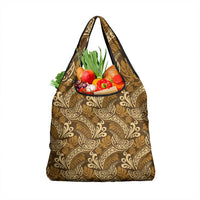 Brown Gold Monstera Grocery Bag Polynesian Tribal Pattern LT01 1-pack One Size Gold - Polynesian Pride