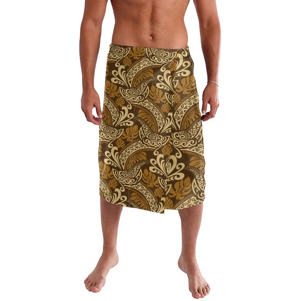 Brown Gold Monstera Lavalava Polynesian Tribal Pattern LT01 Gold - Polynesian Pride