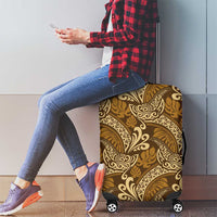 Brown Gold Monstera Luggage Cover Polynesian Tribal Pattern LT01 - Polynesian Pride